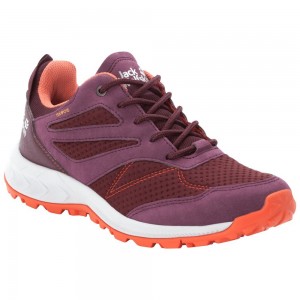 Buty Trekkingowe Damskie Jack Wolfskin Woodland Texapore Low Burgundy/Orange | VD0613849
