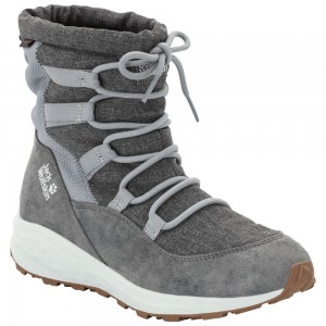 Buty Zimowe Damskie Jack Wolfskin Nevada Texapore Mid Grey/White | SV1635289