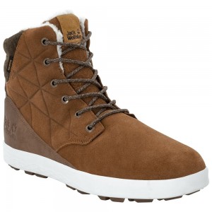 Buty Zimowe Męskie Jack Wolfskin Auckland Wt Texapore High Brown/White | MT6319827