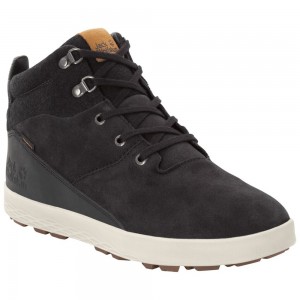 Buty Zimowe Męskie Jack Wolfskin Auckland Wt Texapore Mid Black/Beige | XJ5970423