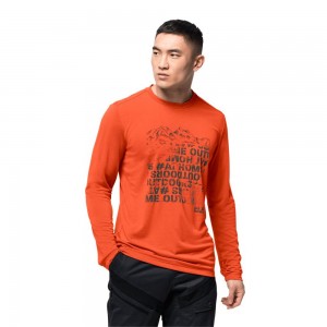 Funkcjonalny top Męskie Jack Wolfskin Crosstrail Peak Longsleeve Czerwone | ED4375892
