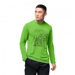 Funkcjonalny top Męskie Jack Wolfskin Crosstrail Peak Longsleeve Zielone | BS0571426