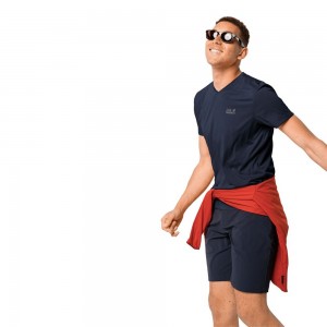 Funkcjonalny top Męskie Jack Wolfskin Jwp Niebieskie | EO7638904
