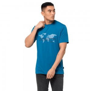 Funkcjonalny top Męskie Jack Wolfskin Jwp World Niebieskie | OA9410637