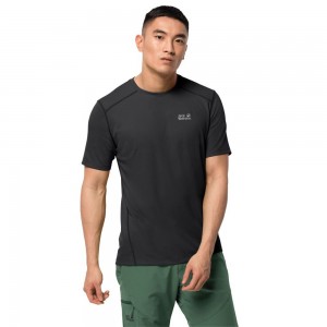 Funkcjonalny top Męskie Jack Wolfskin Sky Range Czarne | JO3702498