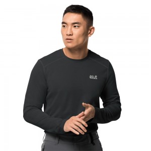 Funkcjonalny top Męskie Jack Wolfskin Sky Range Longsleeve Czarne | YN9385741