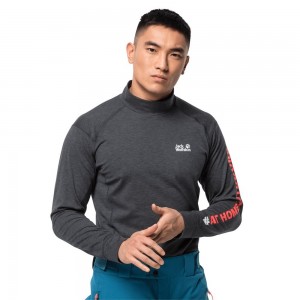 Funkcjonalny top Męskie Jack Wolfskin Snow Sky Longsleeve Anthracite | DQ3892471