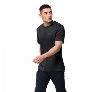Funkcjonalny top Męskie Jack Wolfskin Tech Czarne | LV6053718