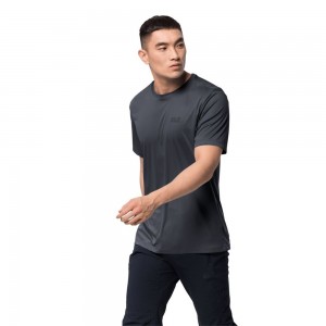 Funkcjonalny top Męskie Jack Wolfskin Tech Anthracite | ZV3581640