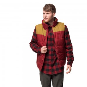 Kamizelka Męskie Jack Wolfskin Lakota Ciemny Czerwone | BV3024957