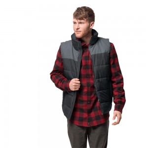 Kamizelka Męskie Jack Wolfskin Lakota Czarne | BK0124685