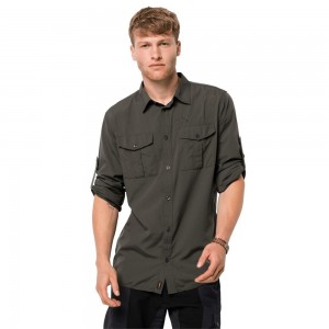 Koszule Męskie Jack Wolfskin Atacama Roll-up Ciemny | XY9734681