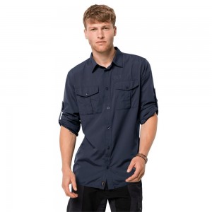 Koszule Męskie Jack Wolfskin Atacama Roll-up Niebieskie | LY0716249