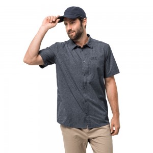 Koszule Męskie Jack Wolfskin Barrel Niebieskie | OJ9562047