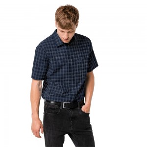 Koszule Męskie Jack Wolfskin Hot Springs Niebieskie | ME2476105