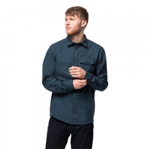 Koszule Męskie Jack Wolfskin Island Peak Niebieskie | FG4609318