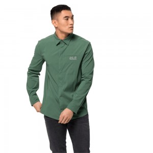 Koszule Męskie Jack Wolfskin Jwp Ls Oliwkowe | NB3189726