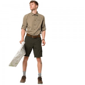 Koszule Męskie Jack Wolfskin Lakeside Roll-up Brązowe | BC5863241