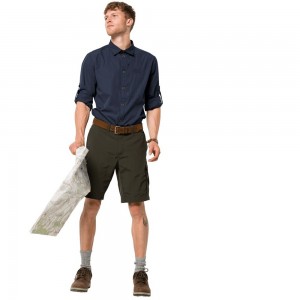 Koszule Męskie Jack Wolfskin Lakeside Roll-up Niebieskie | ZS3960758