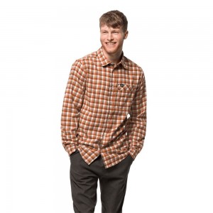 Koszule Męskie Jack Wolfskin River Town Miedź | ZL2047986