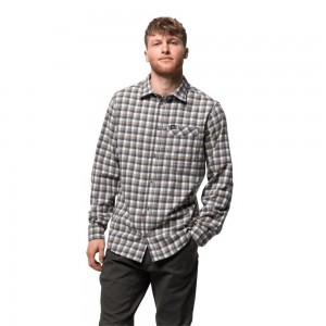 Koszule Męskie Jack Wolfskin River Town Szare | AL9504176