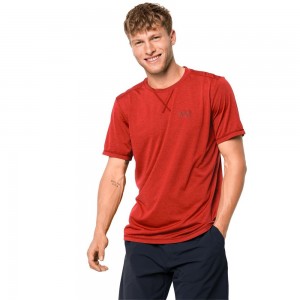 Koszulki Męskie Jack Wolfskin Crosstrail Pomarańczowe Czerwone | YB2945106
