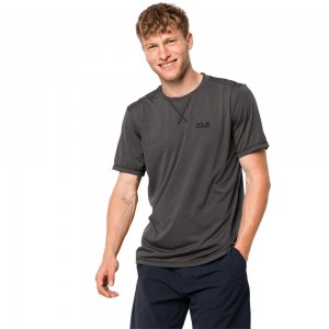 Koszulki Męskie Jack Wolfskin Crosstrail Ciemny Szare | LV4685237