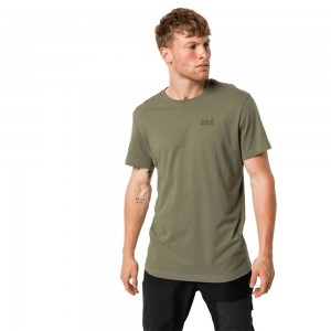 Koszulki Męskie Jack Wolfskin Essential Khaki | IZ8347596