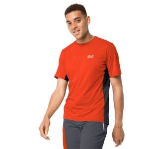 Koszulki Męskie Jack Wolfskin Narrows Czerwone | EU6327804