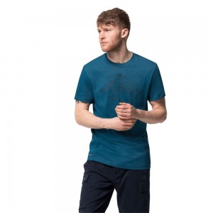 Koszulki Męskie Jack Wolfskin Ocean World Ciemny | RB8269357