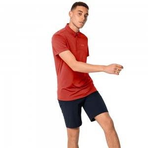 Koszulki Polo Męskie Jack Wolfskin Jwp Pomarańczowe Czerwone | WE1974823