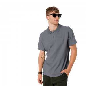 Koszulki Polo Męskie Jack Wolfskin Pique Szare | NO3782546
