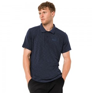 Koszulki Polo Męskie Jack Wolfskin Travel Niebieskie | HT9315286