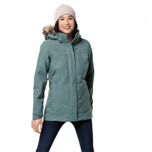 Kurtka 3 W 1 Damskie Jack Wolfskin Arctic Ocean Głęboka Zielone | YK8452067