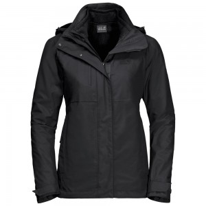 Kurtka 3 W 1 Damskie Jack Wolfskin Echo Pass Czarne | JB2901856
