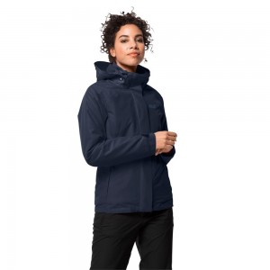 Kurtka 3 W 1 Damskie Jack Wolfskin Iceland Voyage Niebieskie | OR7126834
