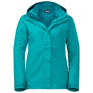 Kurtka 3 W 1 Damskie Jack Wolfskin Pouring Rain Głęboka Turkusowe | IL2163804