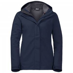 Kurtka 3 W 1 Damskie Jack Wolfskin Pouring Rain Niebieskie | YS9072851