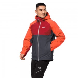 Kurtka 3 W 1 Męskie Jack Wolfskin Mount Isa Anthracite/Orange | FX9026574
