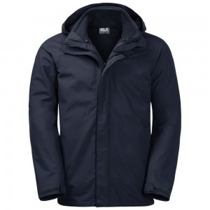 Kurtka 3 W 1 Męskie Jack Wolfskin Pouring Rainen Niebieskie | GS1748352