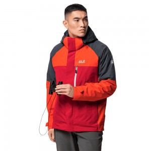 Kurtka 3 W 1 Męskie Jack Wolfskin Steting Peak Czerwone | CH5470231