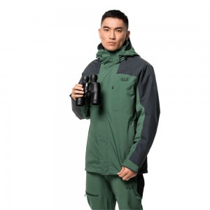 Kurtka 3 W 1 Męskie Jack Wolfskin Viking Sky Oliwkowe | VM1238649