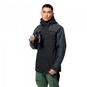 Kurtka 3 W 1 Męskie Jack Wolfskin Viking Sky Czarne | AL0241376