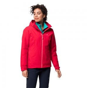 Kurtka Przeciwdeszczowa Damskie Jack Wolfskin Argon Storm Czerwone | PO4608357