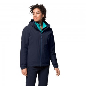 Kurtka Przeciwdeszczowa Damskie Jack Wolfskin Argon Storm Niebieskie | LW3251609