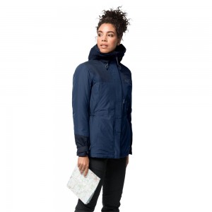 Kurtka Przeciwdeszczowa Damskie Jack Wolfskin Brecon Range Insulated Ciemny Indygo | PM2631587