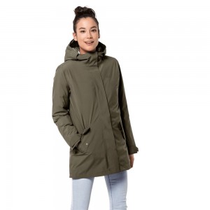 Kurtka Przeciwdeszczowa Damskie Jack Wolfskin Cold Bay Szare | EM3864271