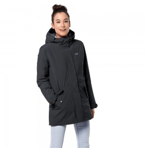 Kurtka Przeciwdeszczowa Damskie Jack Wolfskin Cold Bay Czarne | AC9328654