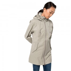 Kurtka Przeciwdeszczowa Damskie Jack Wolfskin Dakar Szare | FG8471296