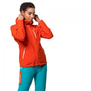 Kurtka Przeciwdeszczowa Damskie Jack Wolfskin Eagle Peak Czerwone | ZQ9850162